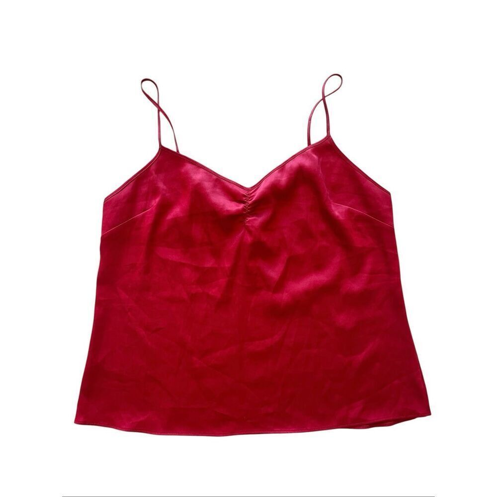 Victoria’s Secret Red Satin Cropped Cami Tank Top Women’s Size Medium Wellesley
